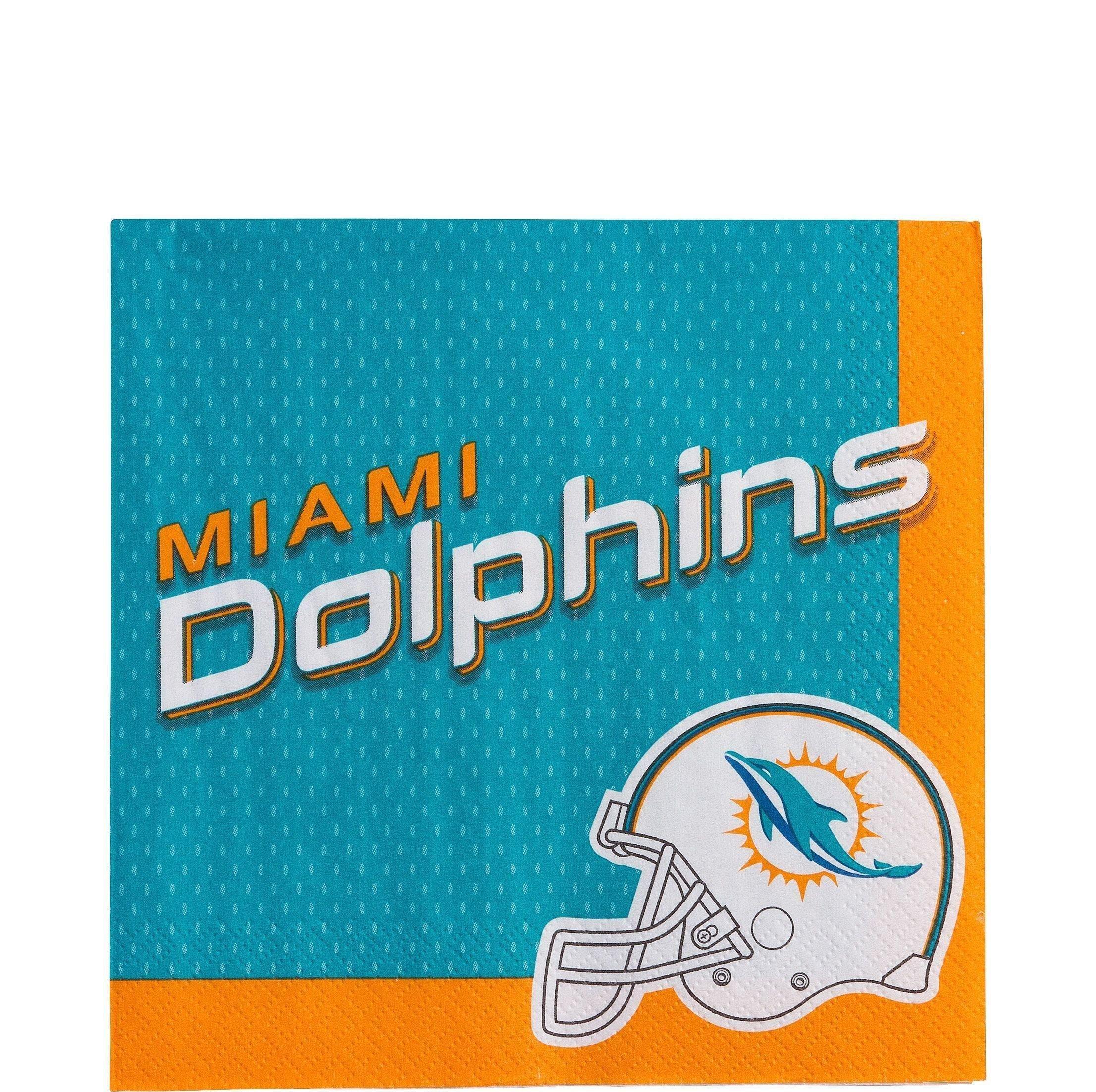 Miami Dolphins Party Supplies Pack for 18 Guests - Kit Includes Plates, Napkins, Table Cover, Cups, Cutlery, Serving Bowl, Banner Decoration & Centerpiece